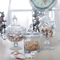 European glass candy jar Large transparent glass decorative jar ornaments storage jar Wedding decorative glassware