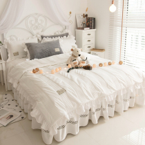 European winter coral fleece double-sided fleece four-piece princess wind white bed skirt padded crystal fleece quilt cover 18 m bed