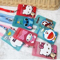 Cartoon Flash Powder Pendant Silicone Sleeve for bus cutting sleeve door Forbidden Card Cover Soft Glue Luggage Card Transparent Cutting Sleeve