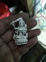Stop casting(old silver fine casting Manjushri Bodhisattva) Sterling silver small Buddha statue Pocket Buddha Sterling silver body protector portable Buddha inch Buddha