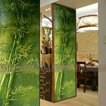 Modern style art glass entrance TV background wall screen partition deep carved tempered bamboo report peace