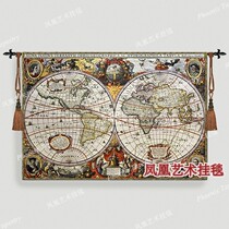  Phoenix art tapestry European jacquard tapestry Classical ins wind living room study bedroom hanging cloth Ancient map