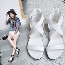 Lack Code Handling Special Price Summer Shoes Girls Elementary School Students Shoes White Flat-bottomed Flat Heel Women Shoes Big Code Sandals AWW