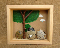 Stone cat good friend fun cute send friend friendship stone fun tribe original hand-painted stone painting