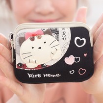 New Qile cat cute cat female Korean Japanese cotton canvas art coin double small coin purse 221317