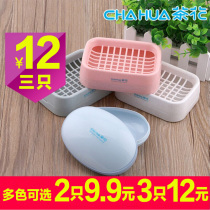  Camellia soap box soap box soap holder drain with lid creative bathroom suction cup wall-mounted soap bracket free punching