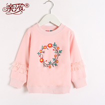 Spring new childrens clothing girls clothing and childrens blouses baby girl baby girl spring beat undershirt long sleeve hooded sweatshirt