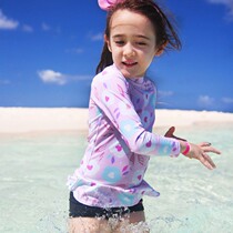  South Koreas new childrens sunscreen swimsuit Girls long-sleeved split flat angle anti-UV beach swimsuit Princess