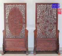 Chinese-style solid wood living room double-sided carved entrance partition screen Solid wood hollow vertical foyer screen partition