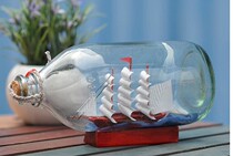 (Mediterranean style)Large sailing glass bottle Boat drift bottle Wishing bottle 19x10cm