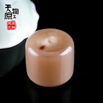 Natural yak horn Two-pass engraving original color waist bead top Pearl sepal bead horn accessories Star moon King Kong accessories S