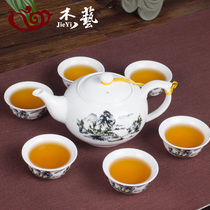 white porcelain kung fu tea set dehua jade porcelain tea set tea kettle tea cup one pot six cup complete special price