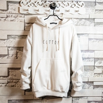 White hooded sweater mens loose spring and autumn 2018 new kangaroo pocket casual letter top student Korean tide