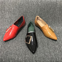 2018 Spring New Code handling real leather female shoes shallow tip drill work shoes commuter grandmother shoes womens single shoes