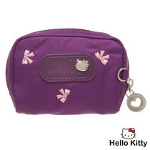 Hello Kitty Katy Waltz Collection Bow Embroidered Travel Coin Purse Purple