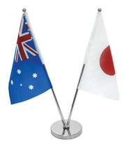 High-quality V-shaped double-pole stainless steel base flag seat table flag stand High-end flag stand signature flag stand