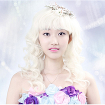 Jie drip wig female cute big wave long curly hair wig set cosplay anime pear flower head cover