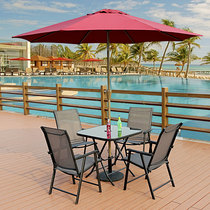 Outdoor folding table and chair courtyard with leisure combination balcony waterproof sunscreen dew tea shop wrought iron outdoor furniture