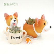 Creative succulent plant flower pot cute short leg Corgi horticultural puppy animal personality cartoon combination set