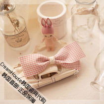 (CreamHouse) Korean pink plaid baby girl lace hair band