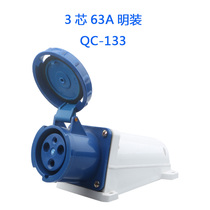 Factory direct industrial socket 3-hole 63A133 single-phase three-wire waterproof and explosion-proof power plug female coupler