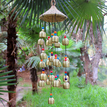 Handmade straw hat wind chime Yunnan Lijiang Dongba ethnic home decoration Inn bar anti-theft hanging decoration crisp copper bell