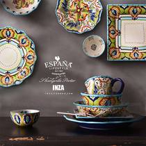 Bohemia export ceramic tableware Pastoral painted ceramic tableware set Foreign trade original single European dish set