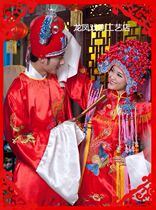 Ancient costume female horse champion clothing Fengguanxia costume Chinese wedding dragon robe bridegroom costume dragon and phoenix costume