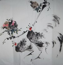 (Grand Atrium) Pure Hand Painted with 4-ruler Square Flower Bird Country Painting living room Book Room Decorative Calligraphy and Painting 1