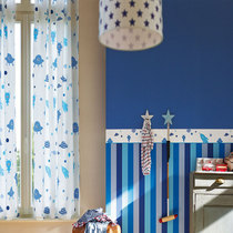 German original imported wallpaper non-woven childrens male and female baby room alien spaceship waistline with striped plain wallpaper