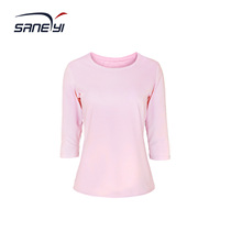 32e Womens round neck three-point sleeve quick-drying sports top Tennis T-shirt Badminton T-shirt Golf T-shirt
