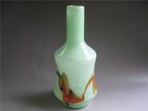 Cultural Revolution handmade old glass feeder big flower bottle flower arrangement green stirring tire drawing old glass medium countertop nostalgia