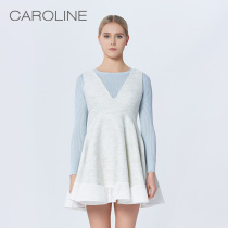 Counter Spring   Summer 2016 Caroline I6003003 Grid sexy Deep V-neck Sleeveless dress 2780