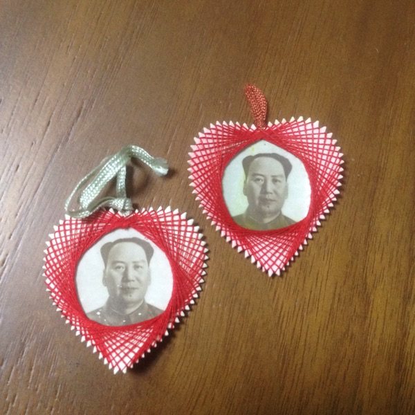 1950s old photo Chairman Mao early head photo Handmade rope braided old photo Two full-product bag true bag old