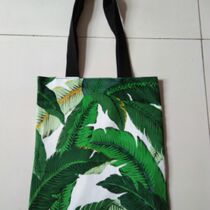 New Summer Bag Plantain Leaf Casual Shopping Fashion Pure Cotton Green Shoulder Strap and Black Shoulder Strap Without Zipper Two