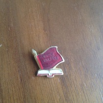 Nostalgic collection of old objects during the Cultural Revolution in the 1960s when the Proletarian Cultural Revolution Vanguard badge