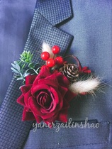 (Forest peach heart wedding celebration)Original parents Groom best man corsage Bride bridesmaid wrist flower opening event