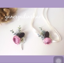 (Forest European retro wedding)Light pink fruit wood department original bride and groom best man corsage Bridesmaid wrist flower