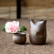 Japan imported Bizen jug Sake jug Japanese jug Small wine glass Powder lead small wine set Wine vessel Ceramic jug