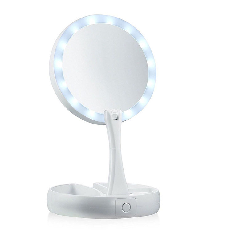 (led makeup mirror) with lamp student female fill light portable folding dormitory desktop portable desktop makeup mirror