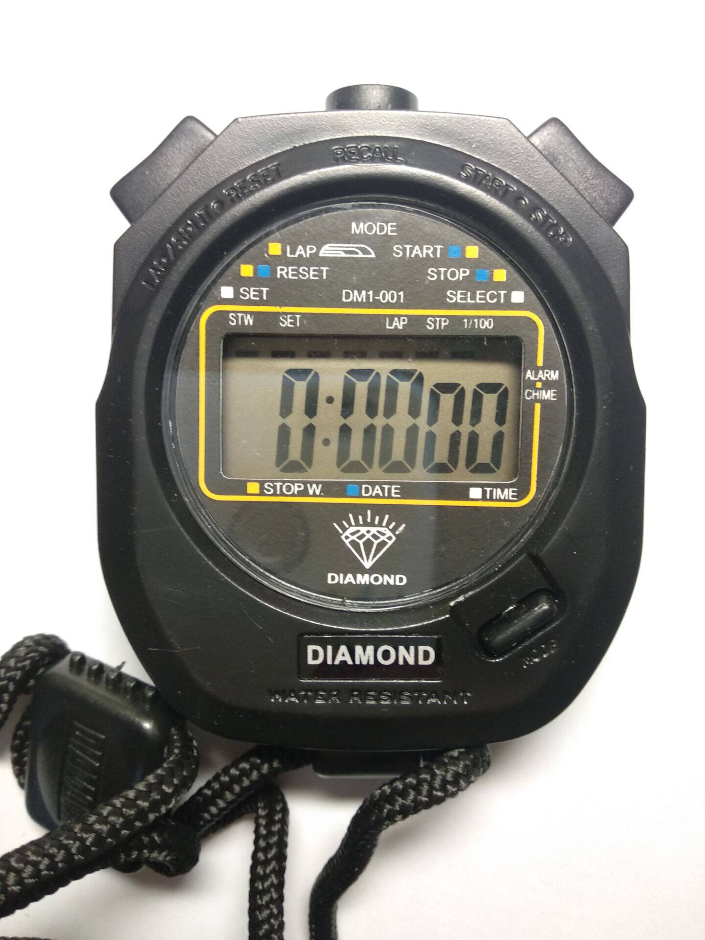 Original Shanghai Diamond brand single row display 1 memory electronic stopwatch DM1-001 accuracy 0 01 seconds