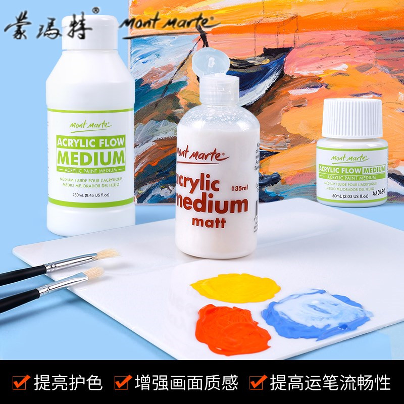 Montmartre acrylic pigment blending liquid Brightener Hand-painted transparent protective paint Matt additive Primer Painting medium