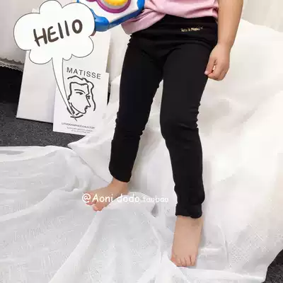 2-8-year-old girl pants spring and autumn casual stretch pants small children black letter slim body wear pants