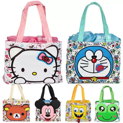 Small cartoon drawstring drawstring portable bag Waterproof bento belt storage bag Student lunch belt rice bento bag