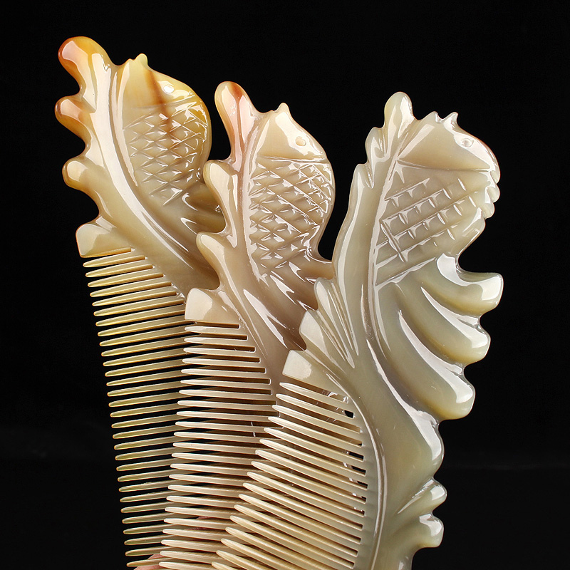 Natural Yak Horn Long Comb Pure Anti Static Electricity White Buffalo Massage Head Comb Home Net Red Valentine's Gift