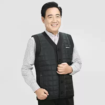 Middle-aged and elderly winter men's velvet thickened vest clip inside and outside wear waistcoat sleeveless warm cotton vest top loose