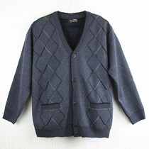 Middle aged plus suede thickened male sweater cardiovert grandpa Knitted Sweatshirt Jacket Seniors Loose big code Warm Dad Dress