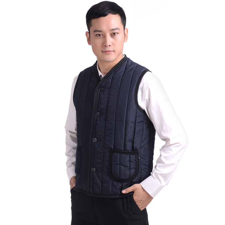 Vest trung niên nam thu đông cộng với nhung dày vest vest ấm áp vai tóc ngựa clip bố già áo áo ấm nam mùa đông