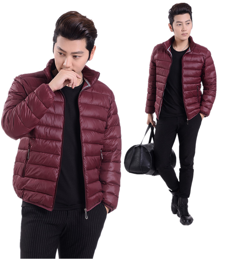 Thời trang nam giản dị xuống bông độn trẻ trung siêu nhẹ phần ngắn áo khoác cotton áo parka nam