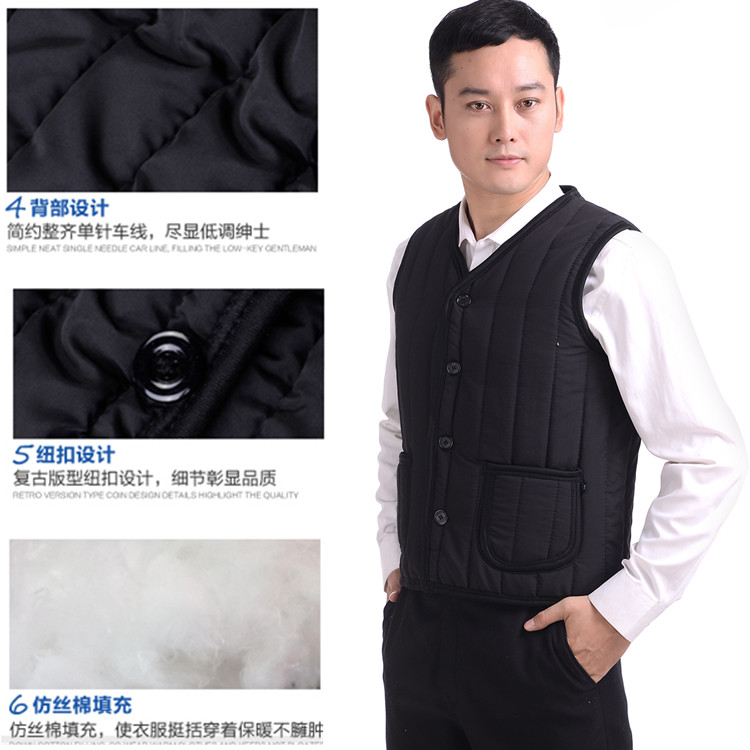 Vest trung niên nam thu đông cộng với nhung dày vest vest ấm áp vai tóc ngựa clip bố già áo áo ấm nam mùa đông